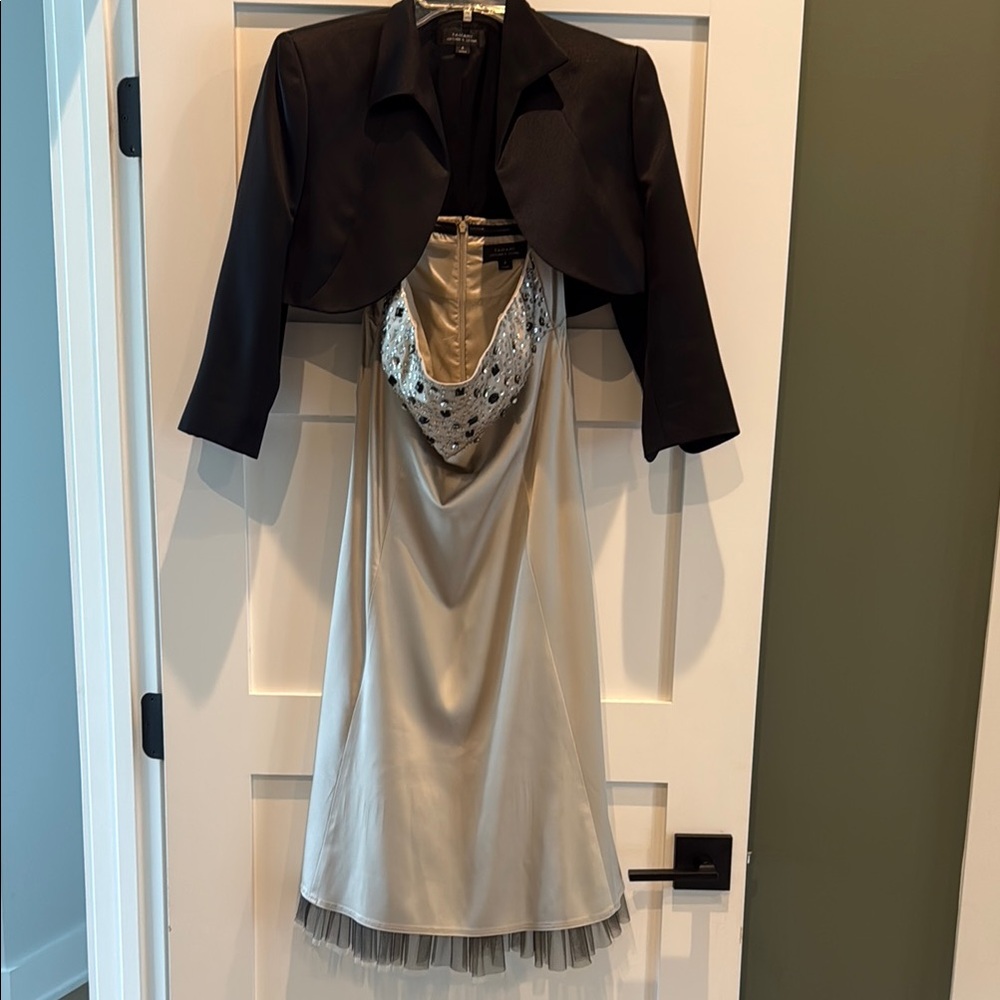 Elegant Black and Silver Dress with Jacket